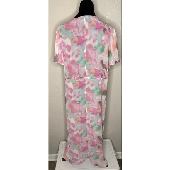 Torrid Watercolor Kimono Coverup 0X Pink Green NWT Beach Resort Summer - Picture 6 of 6
